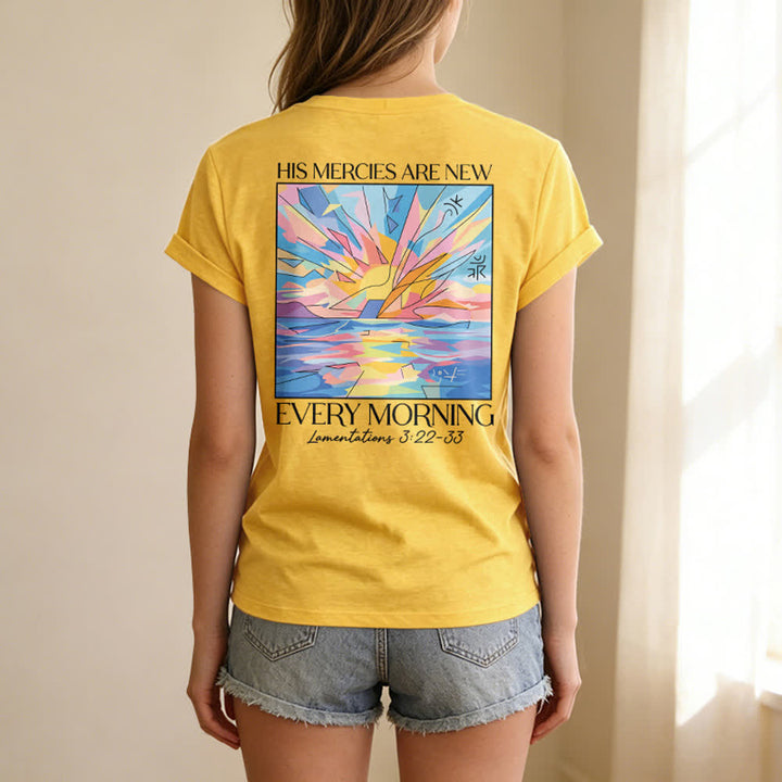 Christianartworkshop Grace Cross Damen-T-Shirt mit gerollten Ärmeln und Knotensaum, V-Ausschnitt - image 70