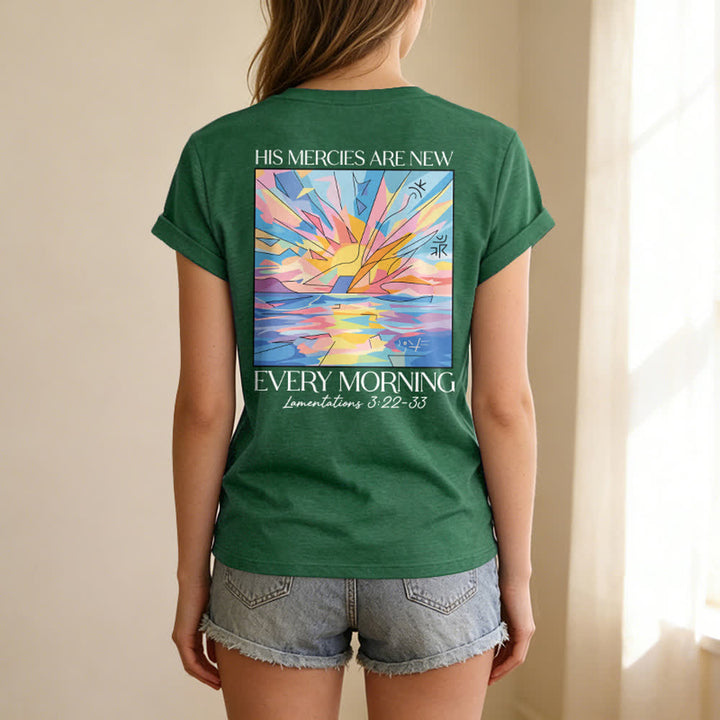 Christianartworkshop Grace Cross Damen-T-Shirt mit gerollten Ärmeln und Knotensaum, V-Ausschnitt - image 58