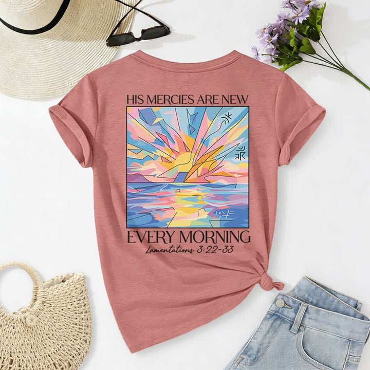 Christianartworkshop Grace Cross Damen-T-Shirt mit gerollten Ärmeln und Knotensaum, V-Ausschnitt - image 19
