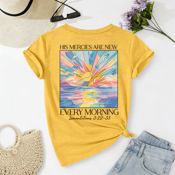 Christianartworkshop Grace Cross Damen-T-Shirt mit gerollten Ärmeln und Knotensaum, V-Ausschnitt - image 67
