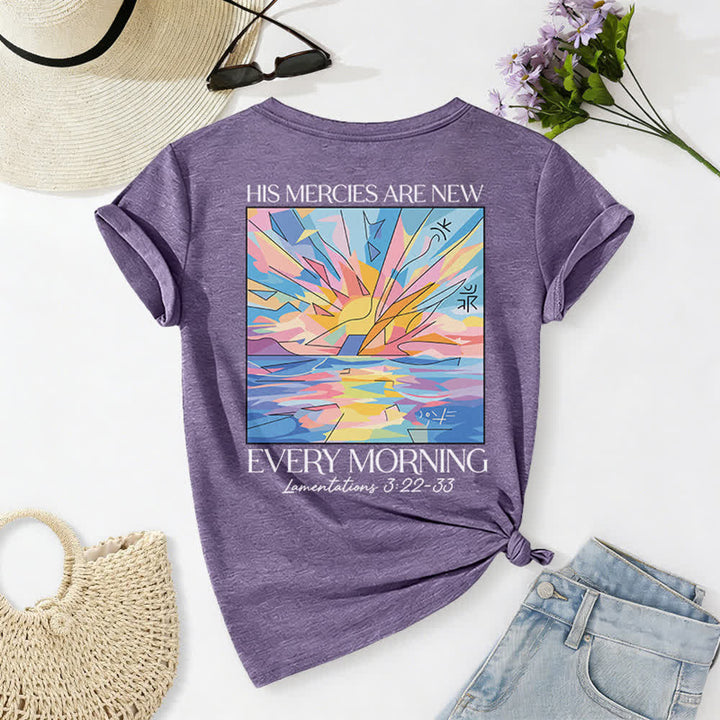Christianartworkshop Grace Cross Damen-T-Shirt mit gerollten Ärmeln und Knotensaum, V-Ausschnitt - image 49
