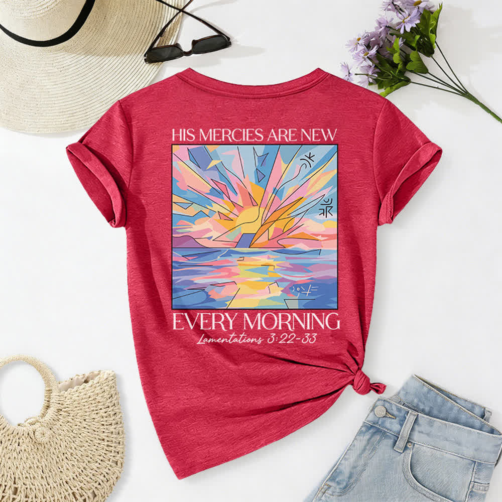 Christianartworkshop Grace Cross Damen-T-Shirt mit gerollten Ärmeln und Knotensaum, V-Ausschnitt - image 61