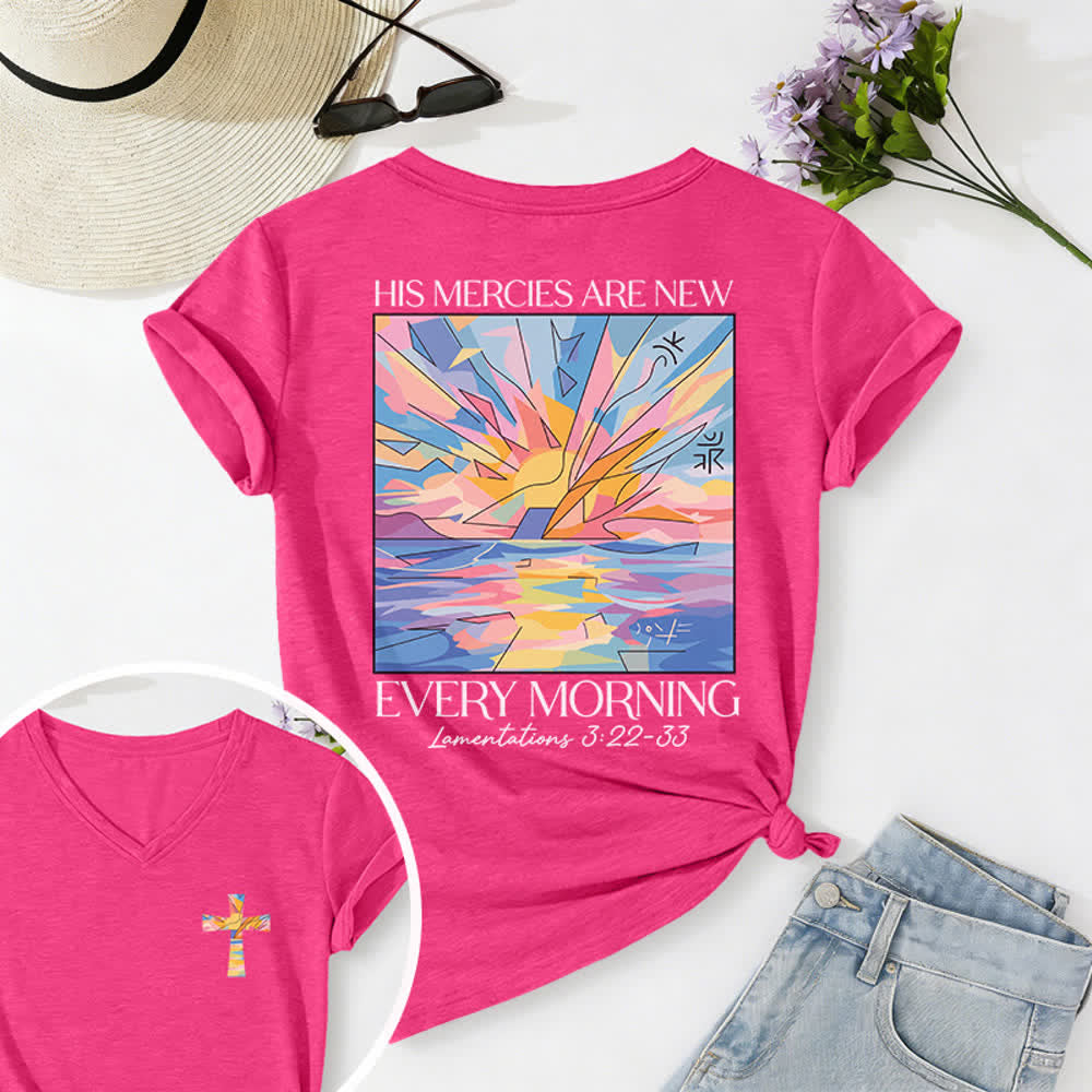 Christianartworkshop Grace Cross Damen-T-Shirt mit gerollten Ärmeln und Knotensaum, V-Ausschnitt - Rose - 2XL - image 72