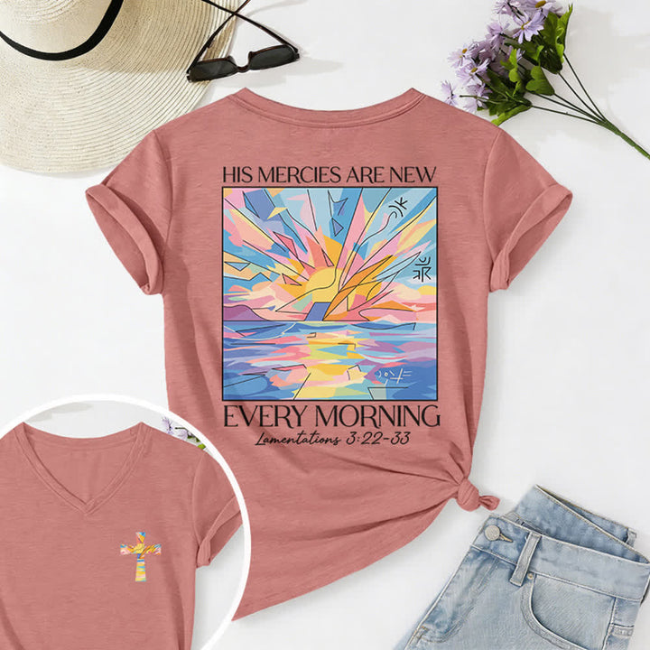 Christianartworkshop Grace Cross Damen-T-Shirt mit gerollten Ärmeln und Knotensaum, V-Ausschnitt - Rosa - 2XL - image 18