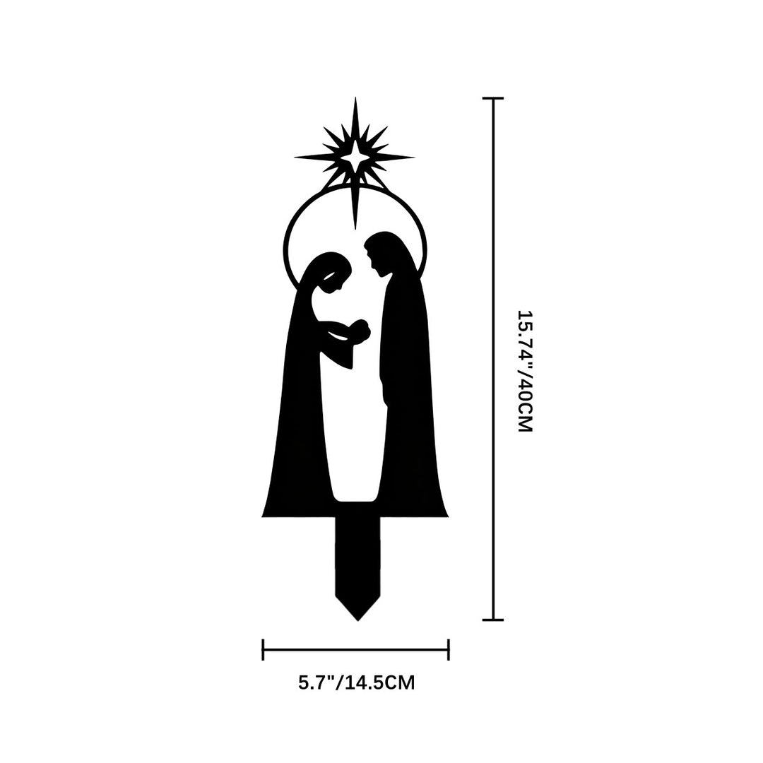 Christianartworkshop Rostfreier, matter Metall-Gartenstecker mit Heiliger Familie: Symbol für langanhaltende, heilige Wärme im Freien - 5,7"*15,74"*0,04''/ 14,5*40*0,1cm - image 3