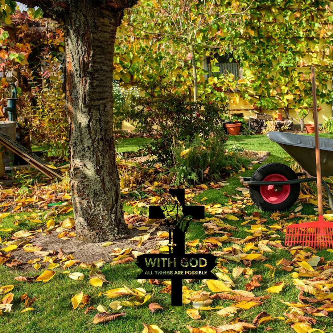 Christianartworkshop Metall-Gartenpfahl mit betenden Händen und inspirierendem Text: Symbol unerschütterlicher heiliger Überzeugung - image 5
