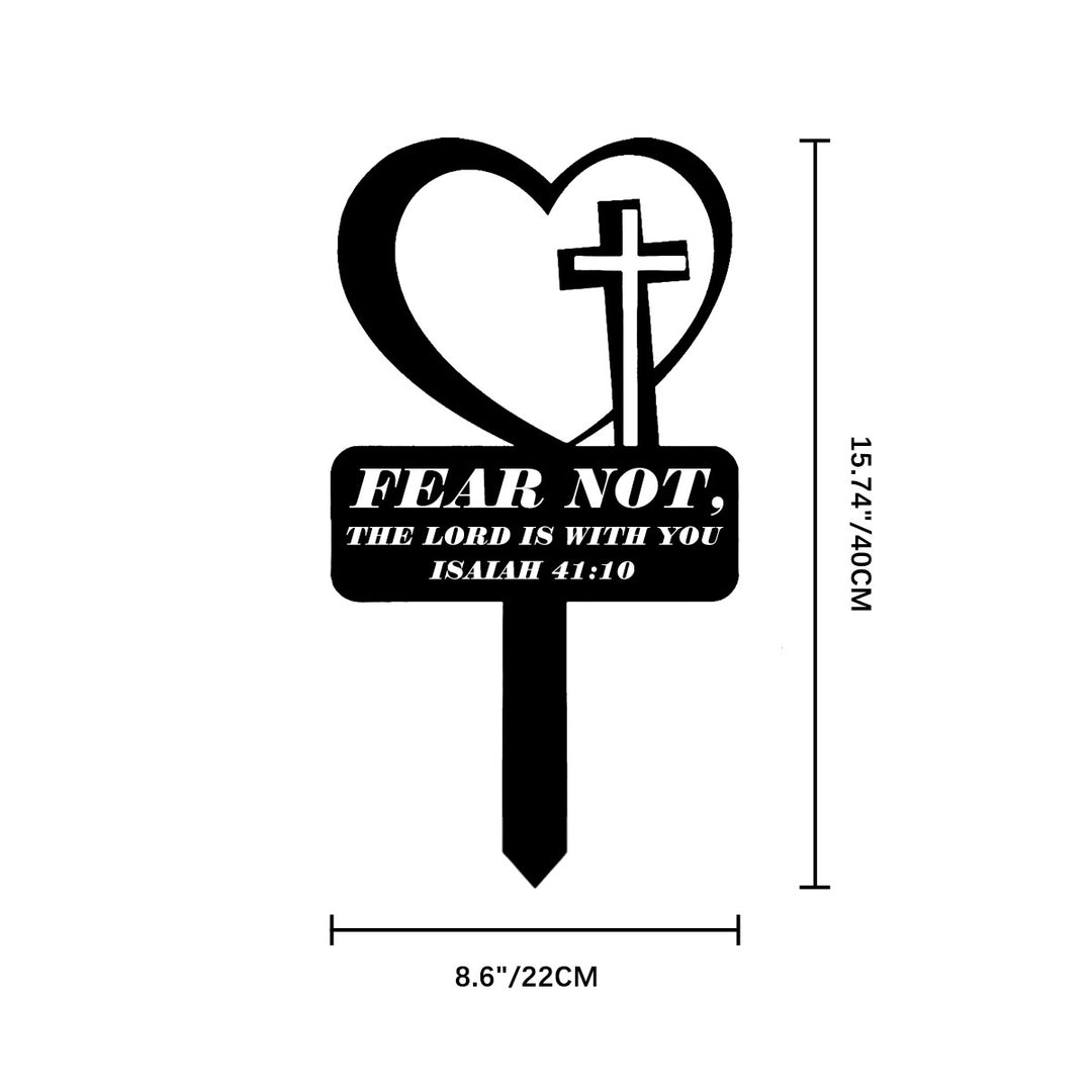 Christianartworkshop Lasergeschnittener Herzkreuz-Gartenstecker aus Metall mit Bibelvers: Symbol für tröstenden himmlischen Mut - 13,24''*8,66''*0,04''/40*22*0,1 cm - image 7