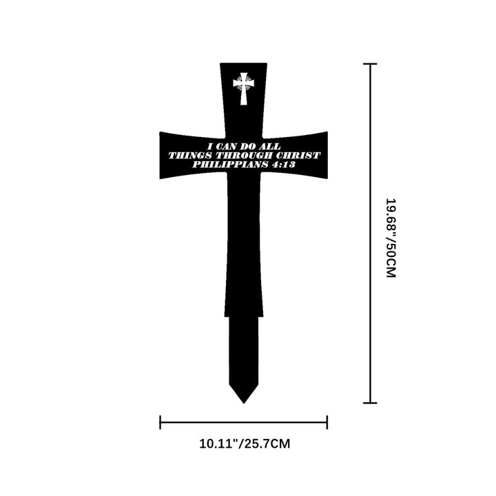 Christianartworkshop Traditioneller kreuzförmiger Metall-Gartenpfahl mit inspirierendem Bibelzitat: Symbol unerschütterlicher göttlicher Stärke - 19,69''*10,12''*0,06''50*25,7*0,15cm - image 8