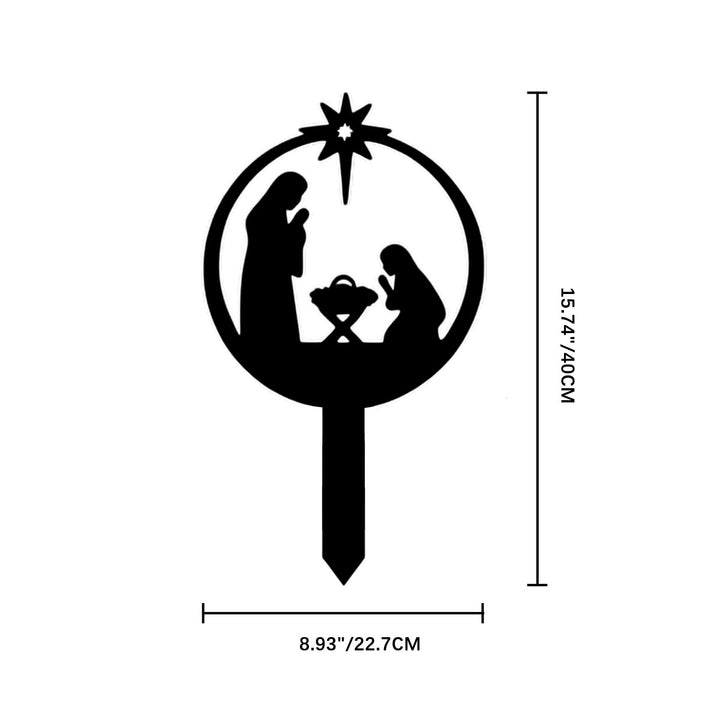 Christianartworkshop Runder Metallpfahl mit der Silhouette der Heiligen Familie: Symbol der nächtlichen, heiligen Gnade für Ihren Garten - Geburtsort(O) - 13,24''*8,94''*0,04''/40*22,7*0,1 cm - image 22