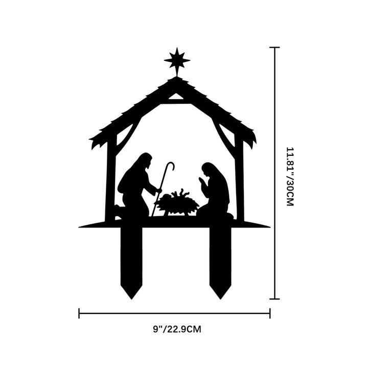 Christianartworkshop Gartenpfahl mit der Silhouette der Heiligen Familie: Symbol für friedvolle, heilige Nacht und andächtige Wärme - 11,81''*9,02''*0,04''/30*22,9*0,1 cm - image 6