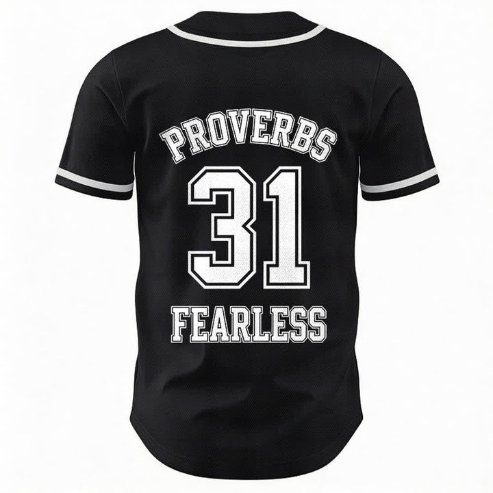 Christianartworkshop Baseballtrikot mit dem Aufdruck „Furchtloser Glaube“ aus Sprüche 31 (Unisex) - image 1