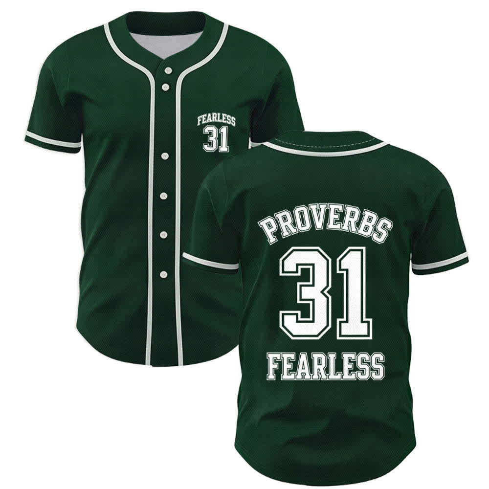 Christianartworkshop Baseballtrikot mit dem Aufdruck „Furchtloser Glaube“ aus Sprüche 31 (Unisex) - Grün - 5XL - image 42