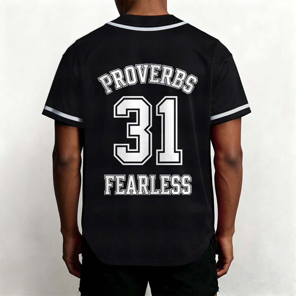 Christianartworkshop Baseballtrikot mit dem Aufdruck „Furchtloser Glaube“ aus Sprüche 31 (Unisex) - image 3