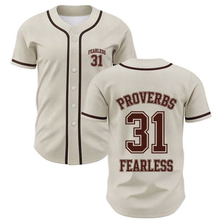 Christianartworkshop Baseballtrikot mit dem Aufdruck „Furchtloser Glaube“ aus Sprüche 31 (Unisex) - Aprikose - 5XL - image 21