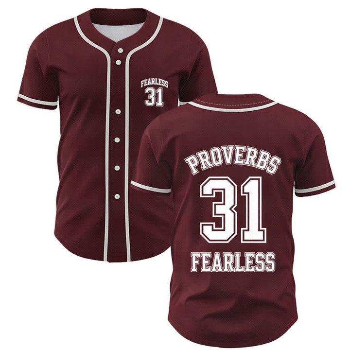 Christianartworkshop Baseballtrikot mit dem Aufdruck „Furchtloser Glaube“ aus Sprüche 31 (Unisex) - Wein - 5XL - image 28