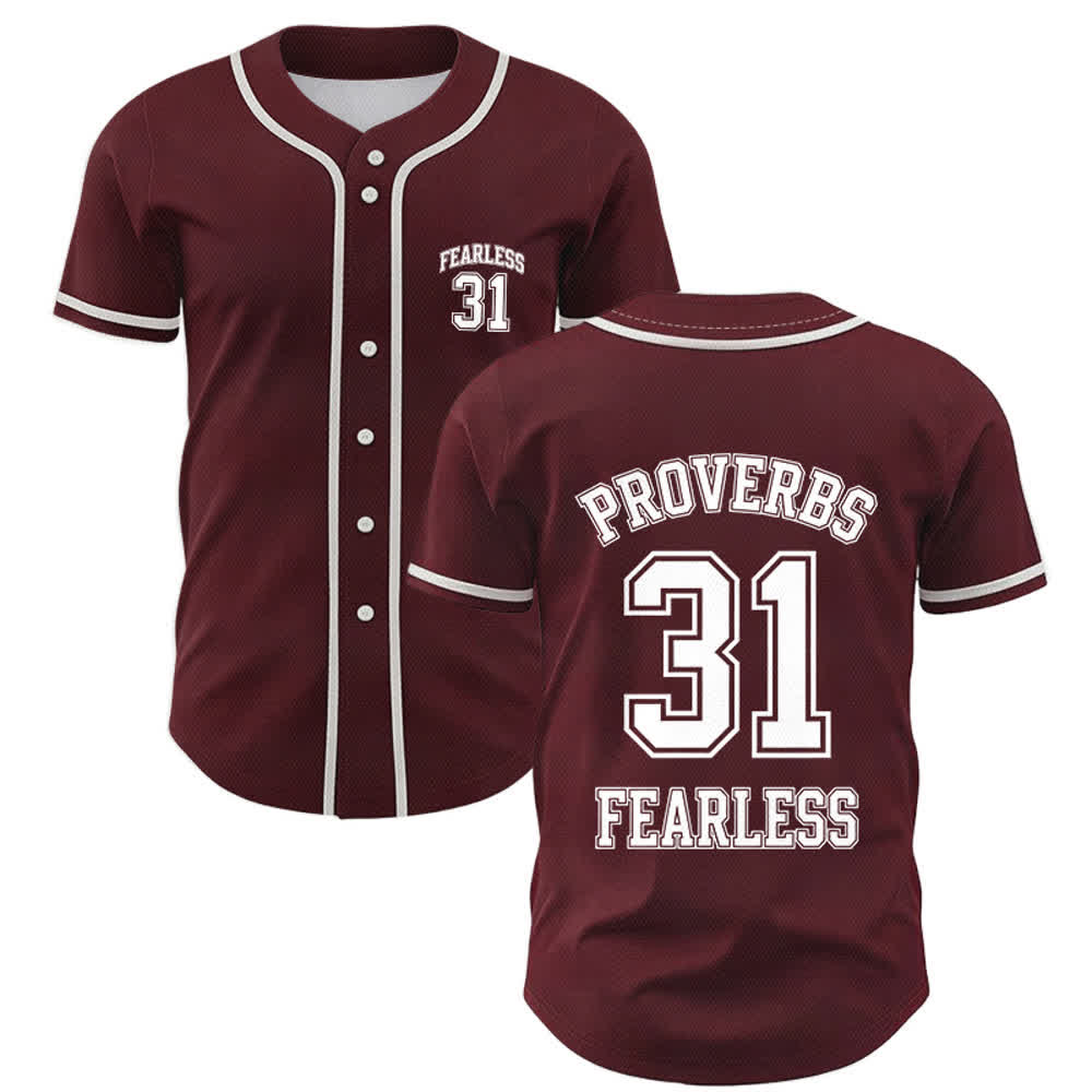 Christianartworkshop Proverbs 31 Fearless Faith Graphic Unisex Baseball Jersey - Wein - 5XL - image 28