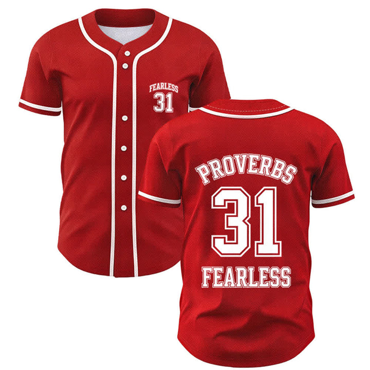 Christianartworkshop Baseballtrikot mit dem Aufdruck „Furchtloser Glaube“ aus Sprüche 31 (Unisex) - Rot - 5XL - image 49