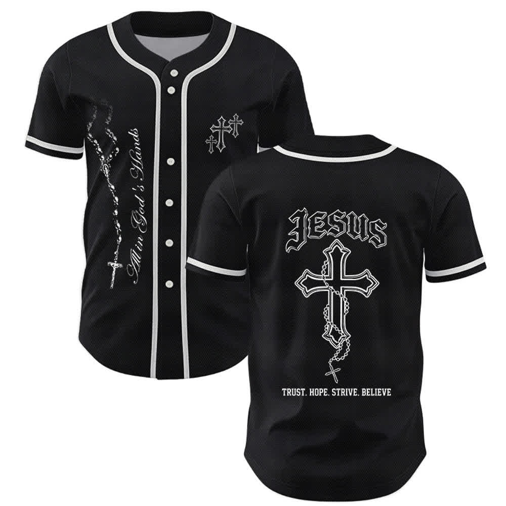 Christianartworkshop Vertrauen, Hoffnung, Streben, Glaube – Alles in Gottes Händen – Unisex-Baseballtrikot mit Glaubensmotiv - Schwarz - 5XL - image 7