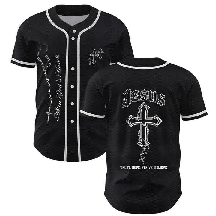 Christianartworkshop Vertrauen, Hoffnung, Streben, Glaube – Alles in Gottes Händen – Unisex-Baseballtrikot mit Glaubensmotiv - Schwarz - 5XL - image 7