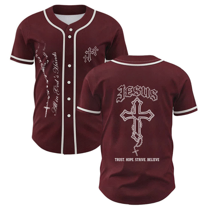 Christianartworkshop Vertrauen, Hoffnung, Streben, Glaube – Alles in Gottes Händen – Unisex-Baseballtrikot mit Glaubensmotiv - Wein - 5XL - image 0