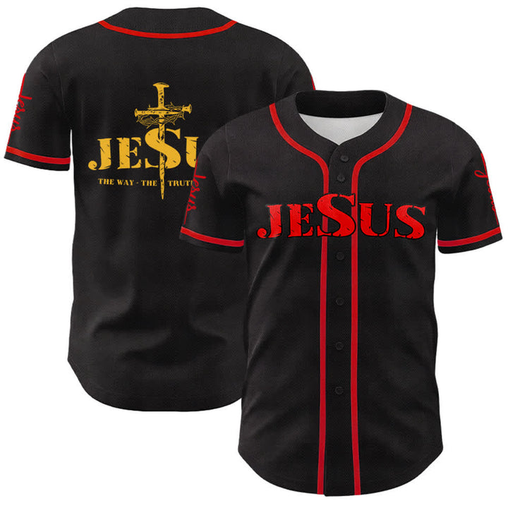 Christianartworkshop Jesus Kreuz Nagel und Dornenkrone Baseballtrikot - Roter Jesus - Rot - 5XL - image 38