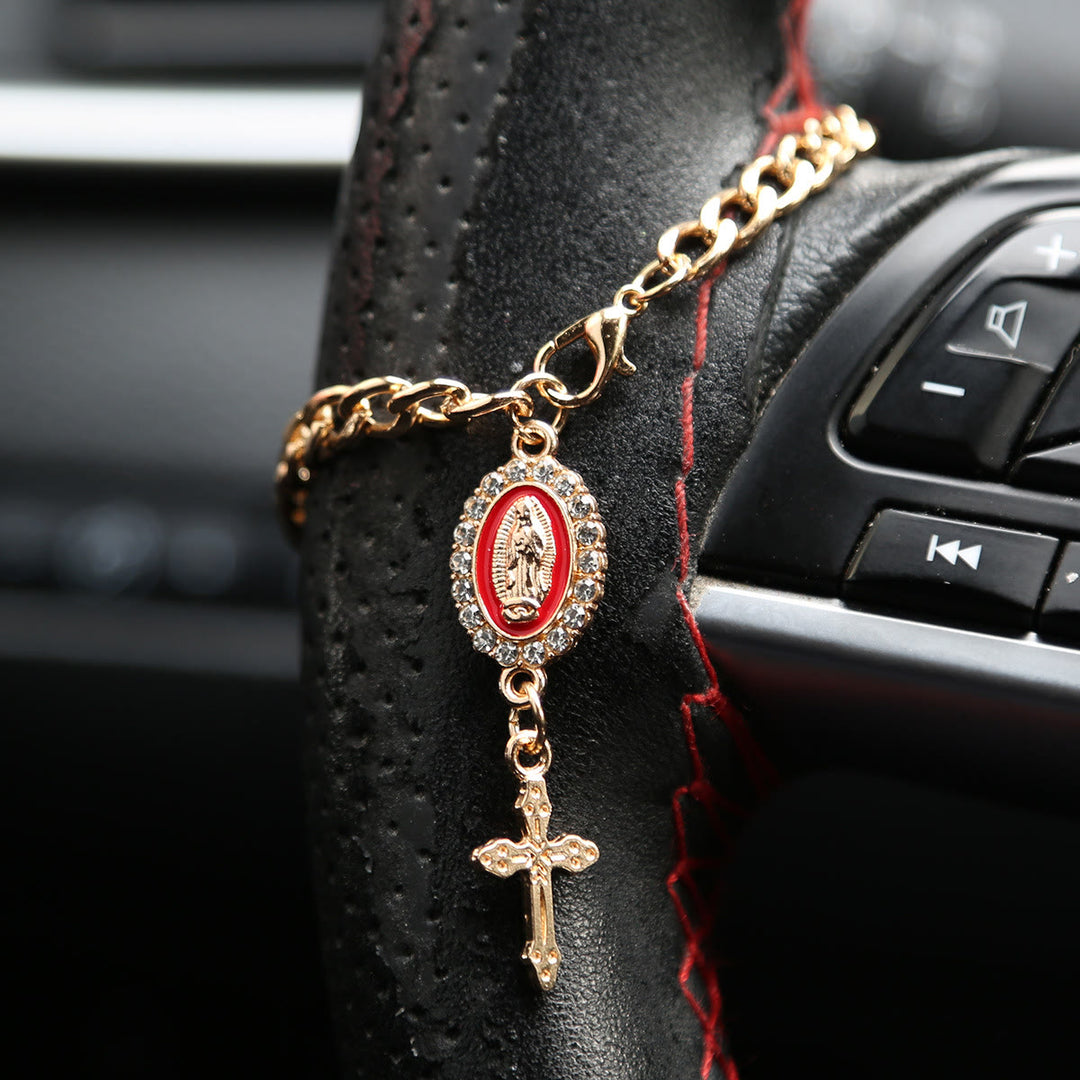 Christianartworkshop Strassbesetzte Autoanhänger-Medaille mit Marienmotiv: Symbol himmlischer Begleitung auf Reisen - B - Rot - image 5