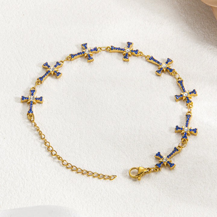 Christianartworkshop Funkelndes, mit Steinen besetztes Kreuzgliederarmband: Symbol strahlender himmlischer Segnungen - Dunkelblau - image 10