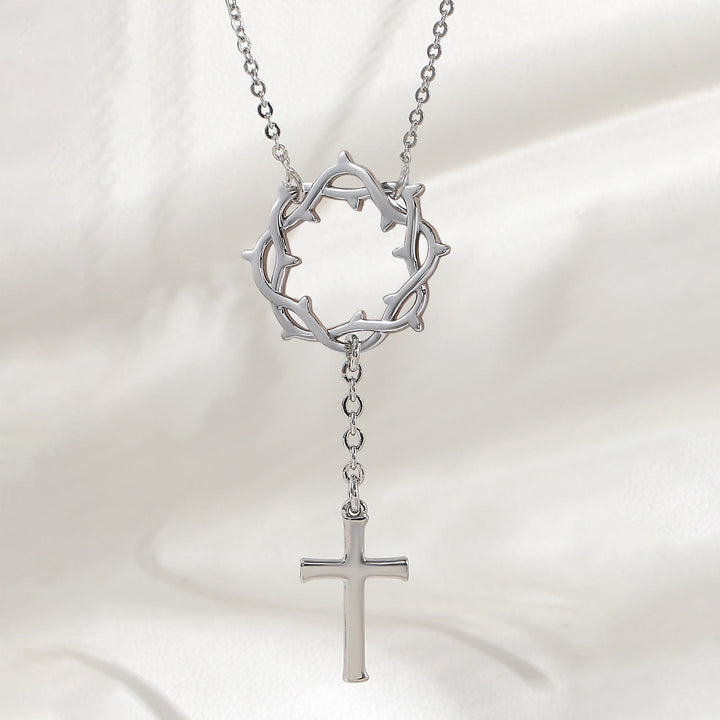 Christianartworkshop Dornenkrone-Lariat-Halskette mit poliertem Kreuz: Symbol der heiligen, erlösenden Gnade - Silber - image 3