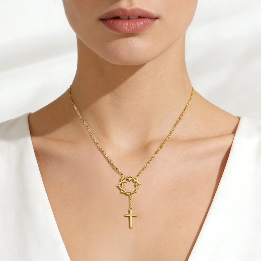 Christianartworkshop Dornenkrone-Lariat-Halskette mit poliertem Kreuz: Symbol der heiligen, erlösenden Gnade - image 2