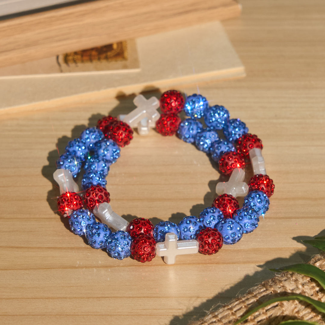 Christianartworkshop Armband „Discoball Bling Baseball Beaded Cross“ – Symbol für beständiges heiliges Licht - A - image 0