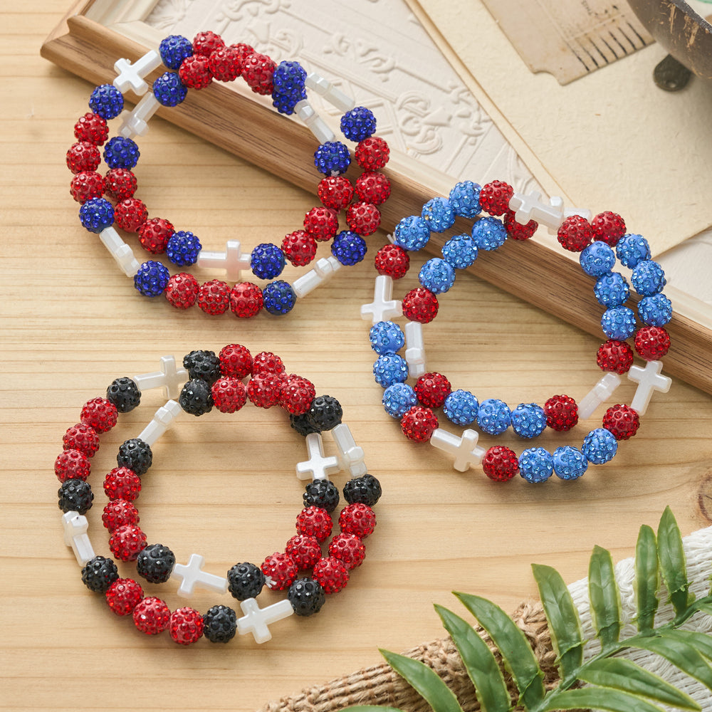 Christianartworkshop Armband „Discoball Bling Baseball Beaded Cross“ – Symbol für beständiges heiliges Licht - image 1