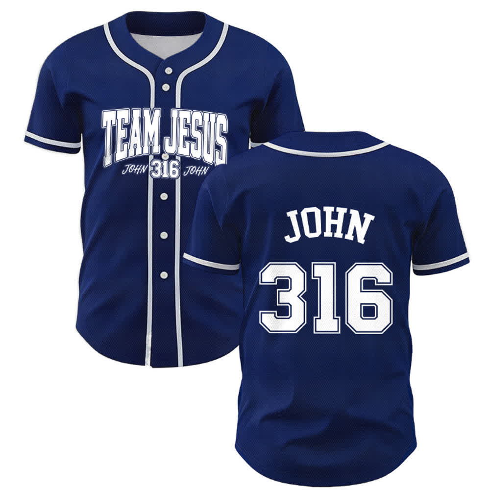 Christianartworkshop Sportliches Team Jesus Johannes 316 Inspirierendes Bibelzitat Unisex-Baseballtrikot - Marineblau - 5XL - image 0