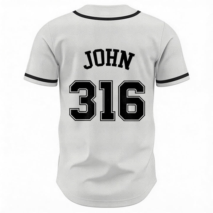 Christianartworkshop Sportliches Team Jesus Johannes 316 Inspirierendes Bibelzitat Unisex-Baseballtrikot - image 9