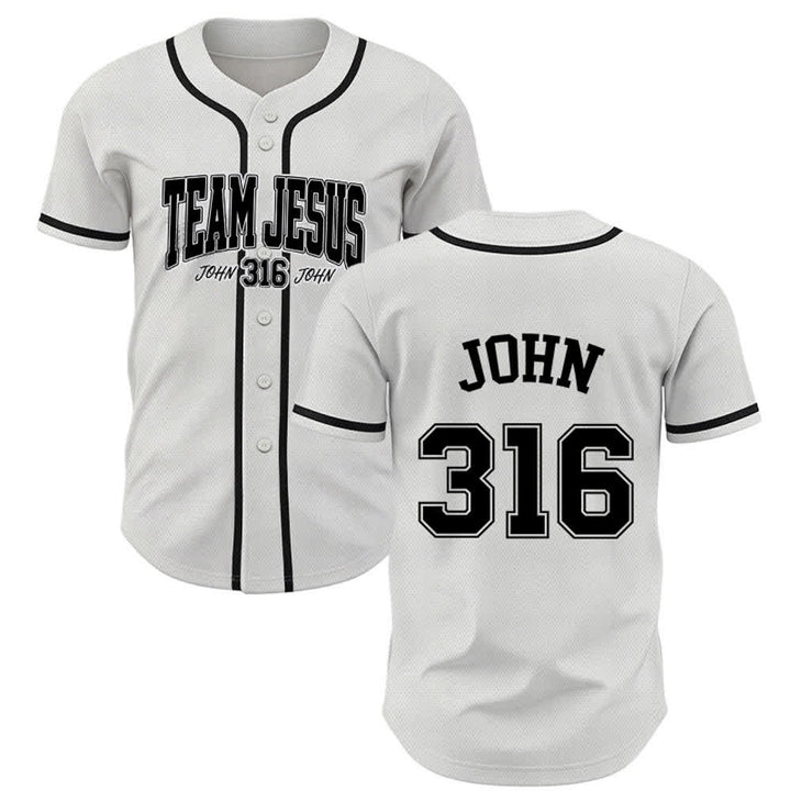 Christianartworkshop Sportliches Team Jesus Johannes 316 Inspirierendes Bibelzitat Unisex-Baseballtrikot - Weiß - 5XL - image 7