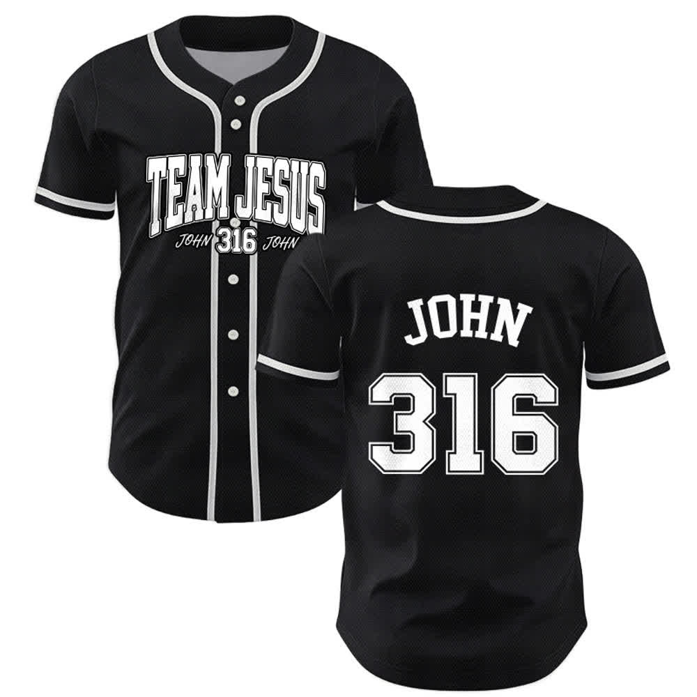 Christianartworkshop Sportliches Team Jesus Johannes 316 Inspirierendes Bibelzitat Unisex-Baseballtrikot - Schwarz - 5XL - image 14