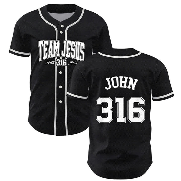 Christianartworkshop Sportliches Team Jesus Johannes 316 Inspirierendes Bibelzitat Unisex-Baseballtrikot - Schwarz - 5XL - image 14
