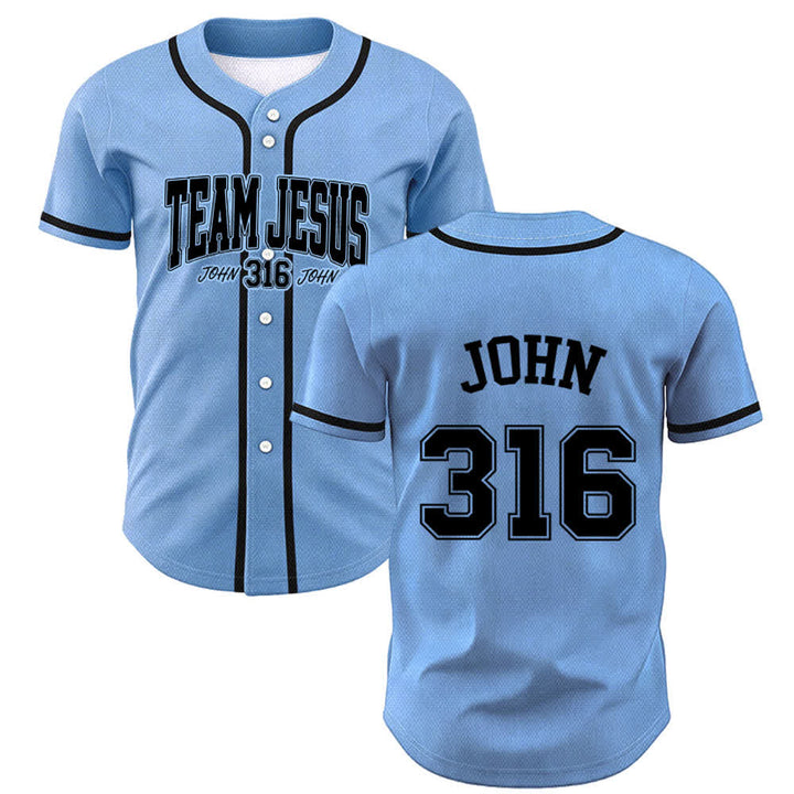 Christianartworkshop Sportliches Team Jesus Johannes 316 Inspirierendes Bibelzitat Unisex-Baseballtrikot - Blau - 5XL - image 35
