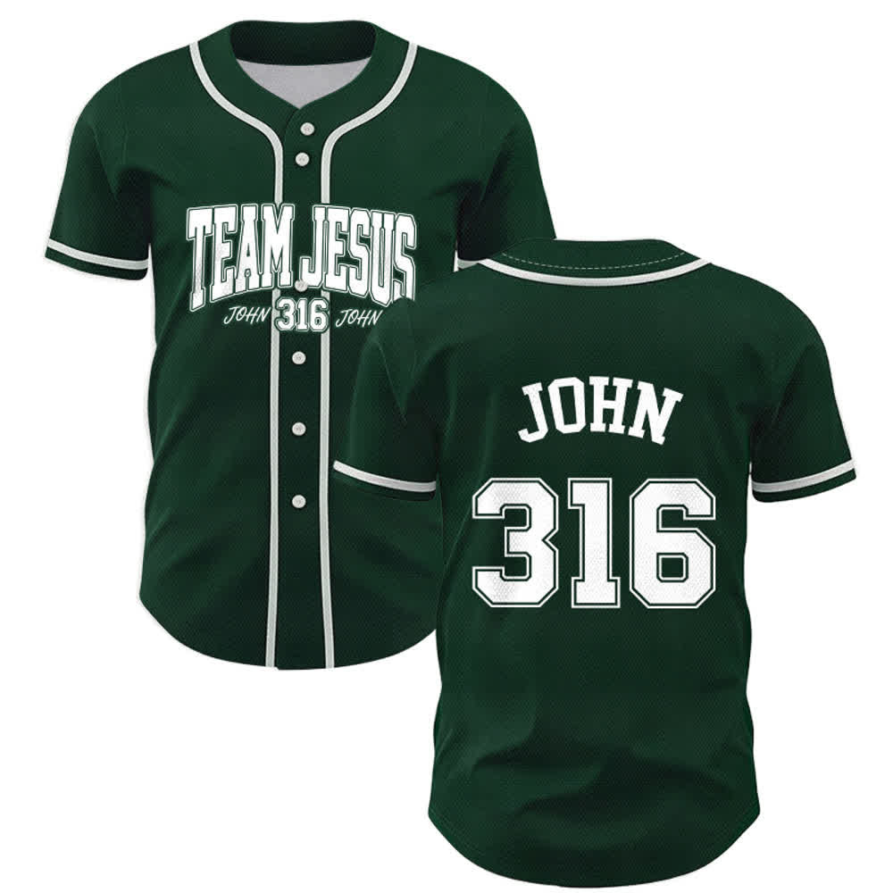 Christianartworkshop Sportliches Team Jesus Johannes 316 Inspirierendes Bibelzitat Unisex-Baseballtrikot - Grün - 5XL - image 42