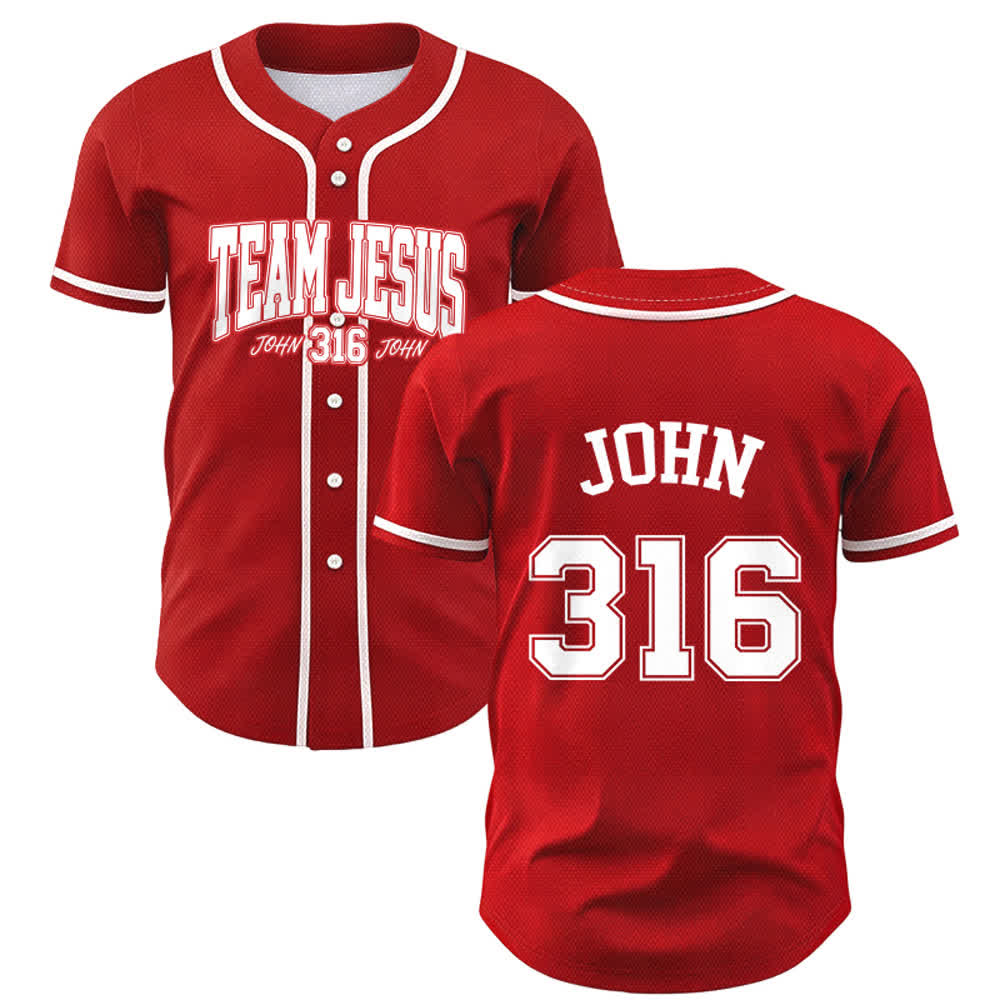 Christianartworkshop Sportliches Team Jesus Johannes 316 Inspirierendes Bibelzitat Unisex-Baseballtrikot - Rot - 5XL - image 49