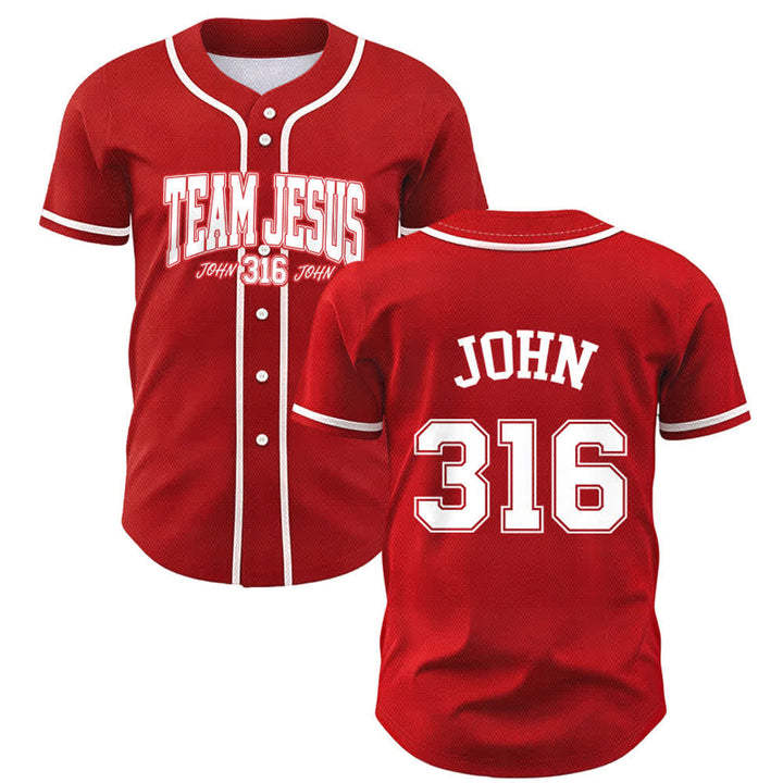 Christianartworkshop Sportliches Team Jesus Johannes 316 Inspirierendes Bibelzitat Unisex-Baseballtrikot - Rot - 5XL - image 49