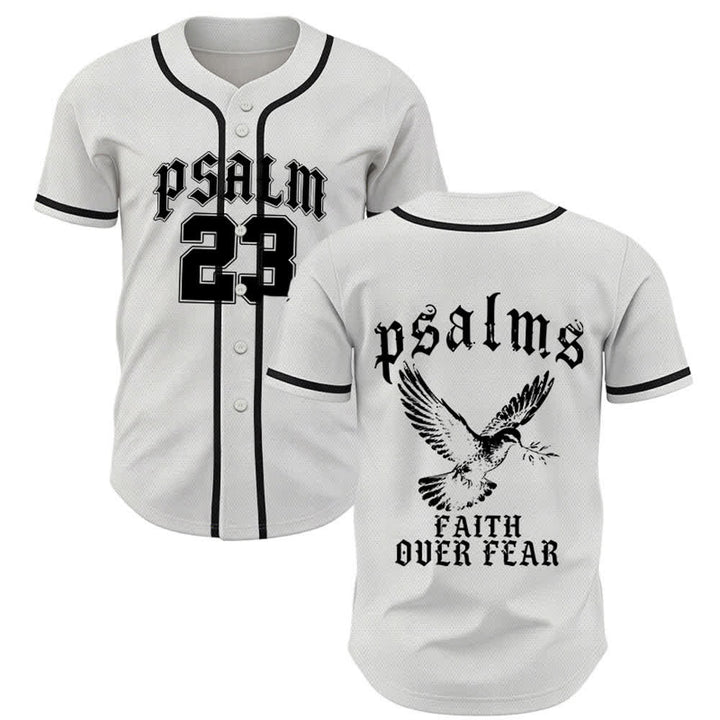 Christianartworkshop Friedens- und Glaubens-Slogan, religiöser Psalm 23, sportliches Design, Unisex-Baseballtrikot - Weiß - 5XL - image 7