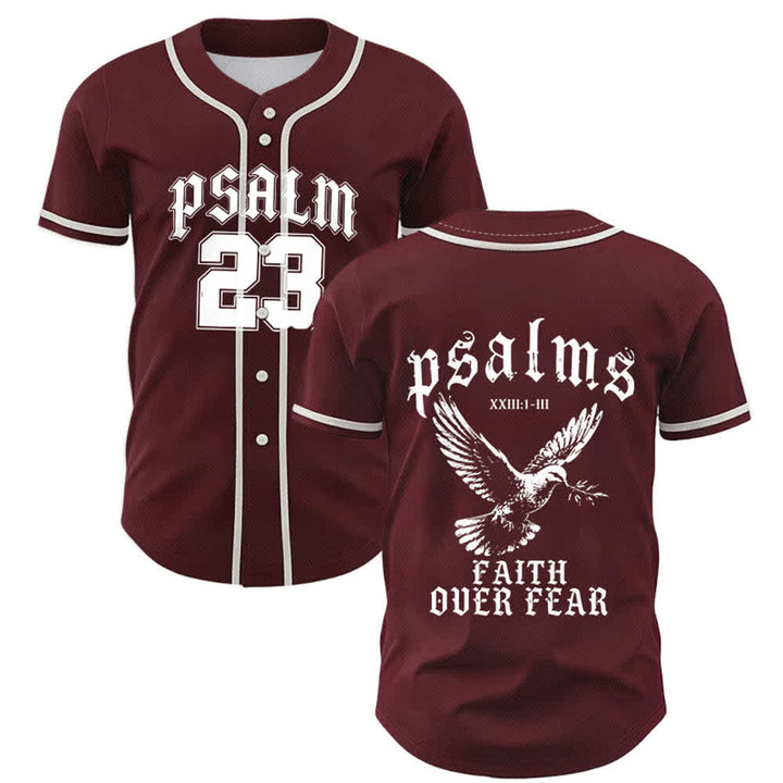 Christianartworkshop Friedens- und Glaubens-Slogan, religiöser Psalm 23, sportliches Design, Unisex-Baseballtrikot - Wein - 5XL - image 21