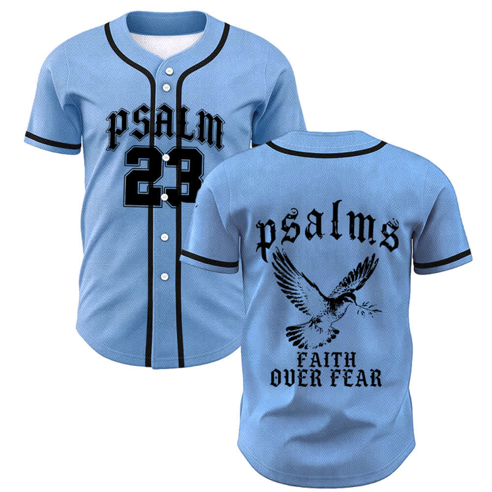 Christianartworkshop Friedens- und Glaubens-Slogan, religiöser Psalm 23, sportliches Design, Unisex-Baseballtrikot - Blau - 5XL - image 35