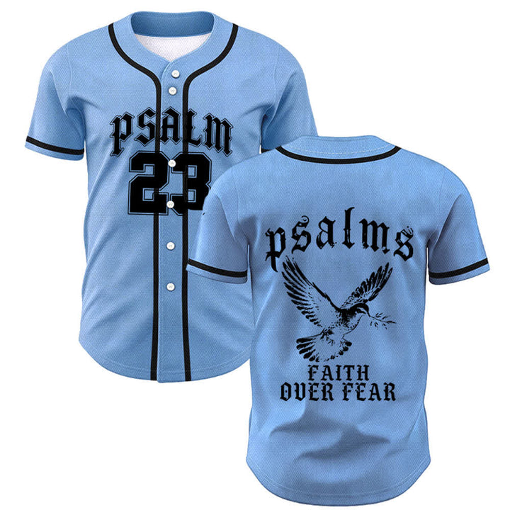 Christianartworkshop Friedens- und Glaubens-Slogan, religiöser Psalm 23, sportliches Design, Unisex-Baseballtrikot - Blau - 5XL - image 35
