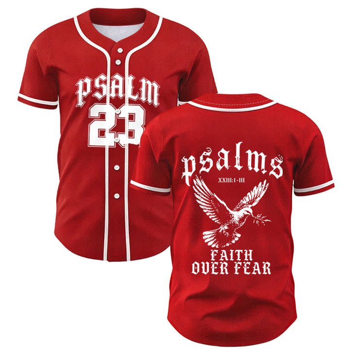 Christianartworkshop Friedens- und Glaubens-Slogan, religiöser Psalm 23, sportliches Design, Unisex-Baseballtrikot - Rot - 5XL - image 49