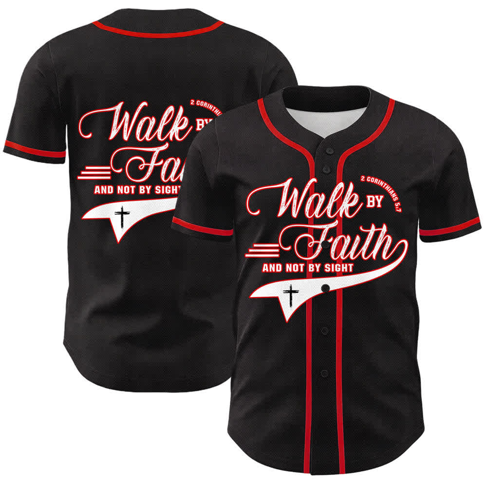 Christianartworkshop Glaube und nicht das Sehen – Unisex-Baseballtrikot mit Kreuzesschrift-Motiv - Rot - 5XL - image 0