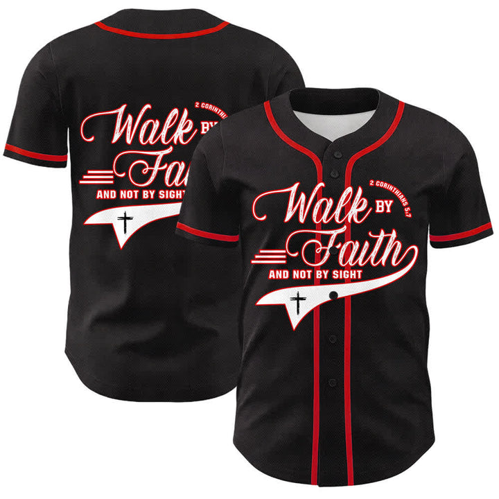 Christianartworkshop Glaube und nicht das Sehen – Unisex-Baseballtrikot mit Kreuzesschrift-Motiv - Rot - 5XL - image 0