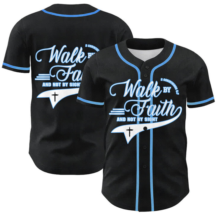 Christianartworkshop Glaube und nicht das Sehen – Unisex-Baseballtrikot mit Kreuzesschrift-Motiv - Himmelblau - 5XL - image 15
