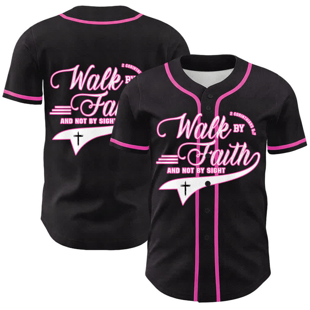 Christianartworkshop Glaube und nicht das Sehen – Unisex-Baseballtrikot mit Kreuzesschrift-Motiv - Rosa - 5XL - image 18