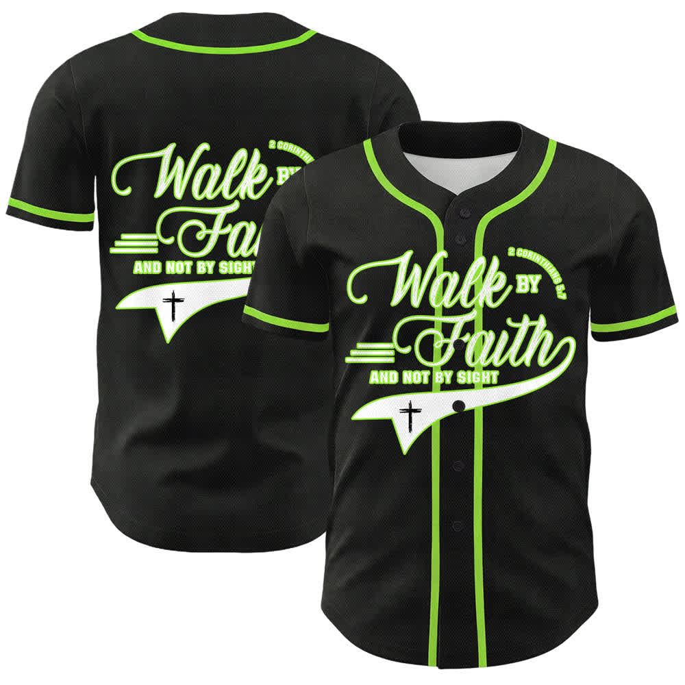Christianartworkshop Glaube und nicht das Sehen – Unisex-Baseballtrikot mit Kreuzesschrift-Motiv - Grün - 5XL - image 21